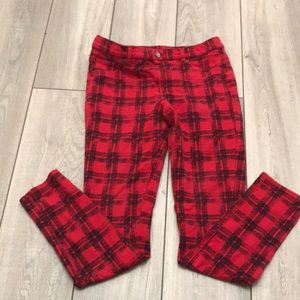 Justice red and black plaid premium jeans
